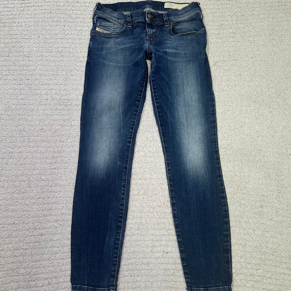 Diesel Jeans Grupee-Ankle 25‎ Blue Ultra Low Rise Super Slim Skinny Y2K Indie